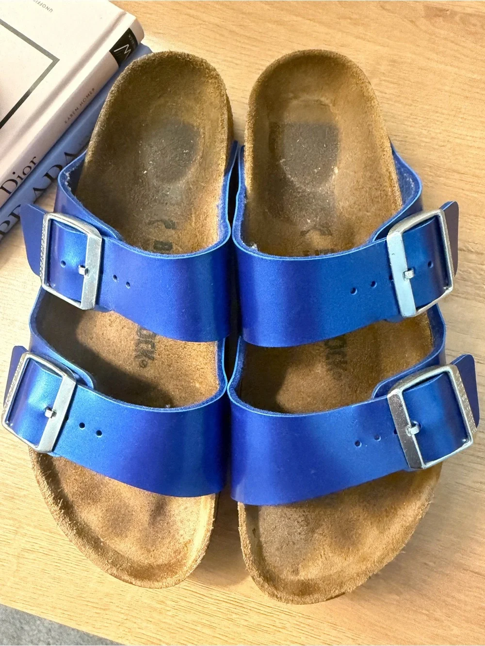 Birkenstock Metallic Blue Double Strap Sandals - Picture 2 of 10